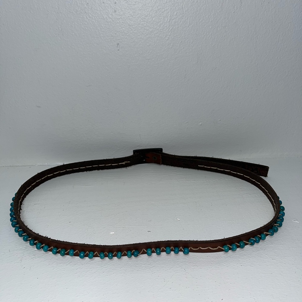 Ada Brown Leather Belt with Turquoise Details
